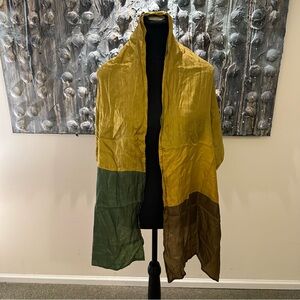 ⭐️ Silk Color Block Scarf in Yellow, Green, and Brown no tag